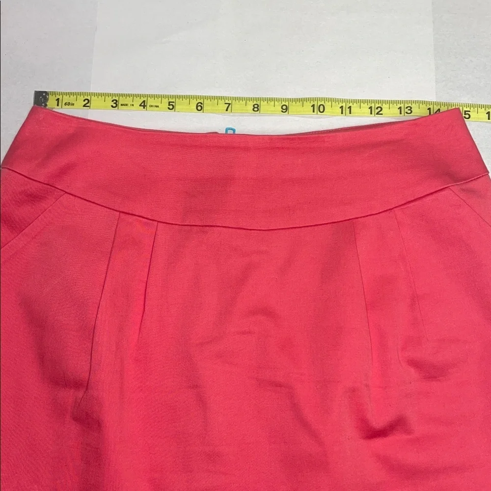 Emma Graham Pink Mini‎ Skirt w Teal Full Back Zipper.  Front Pockets.  Sz Medium